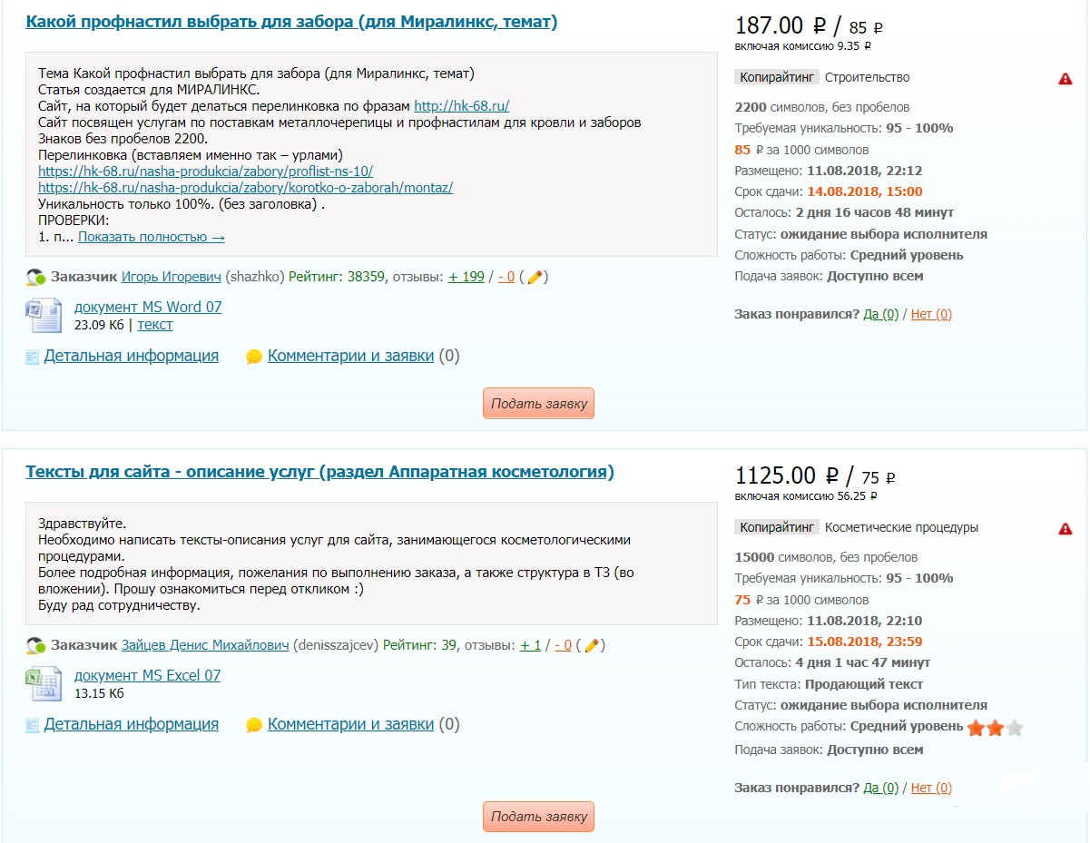 Биржа копирайтинга ETXT